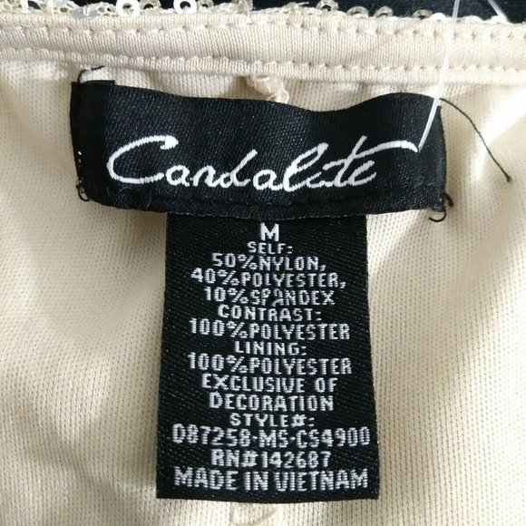 Candalite Evening/Cocktail/ Sequin Dress-Beige- M - Picture 7 of 8